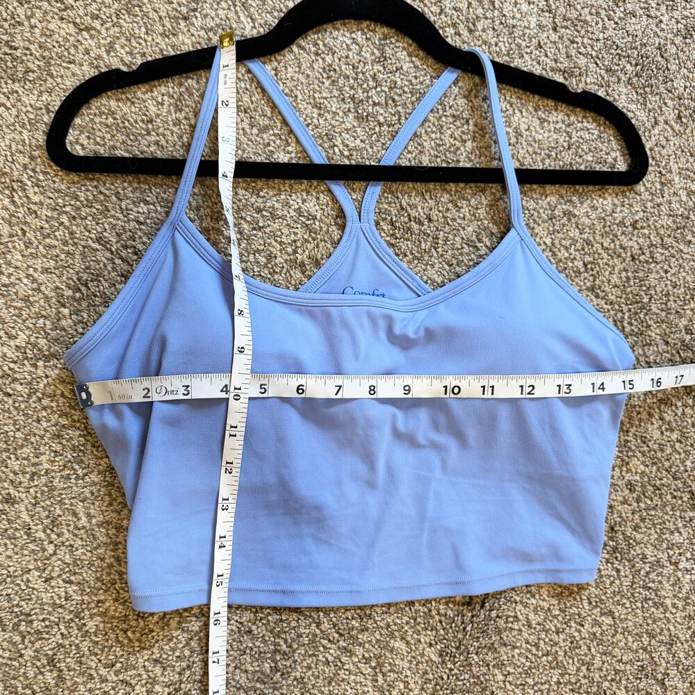 Comfrt Blue Racerback Sports Bra Size L Crop Workout Top - Picture 3 of 4